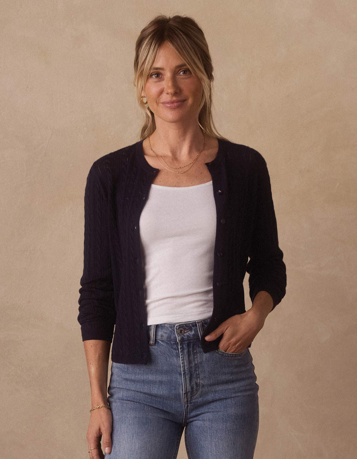 Women | Ravello Fine Gauge Cardigan | Navy