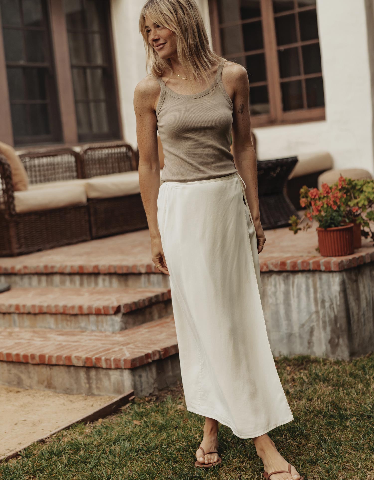 Women | Sueded Costa Wrap Skirt | Ivory