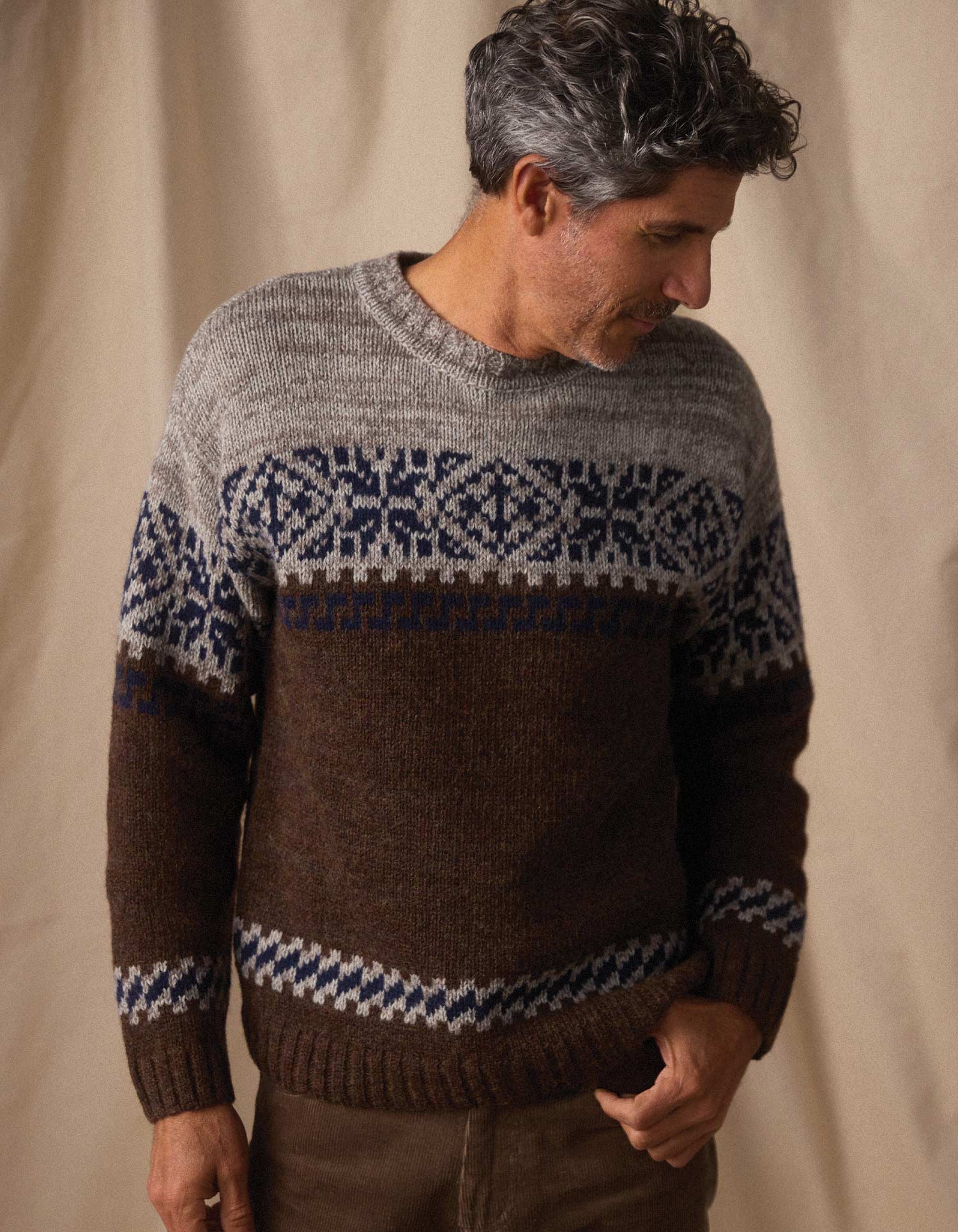 Men | Fair Isle Crew | Brown Multi