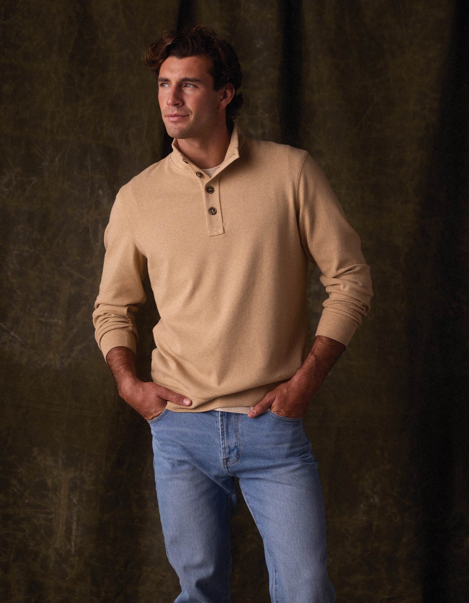 Men | Puremeso Button Popover | Toffee