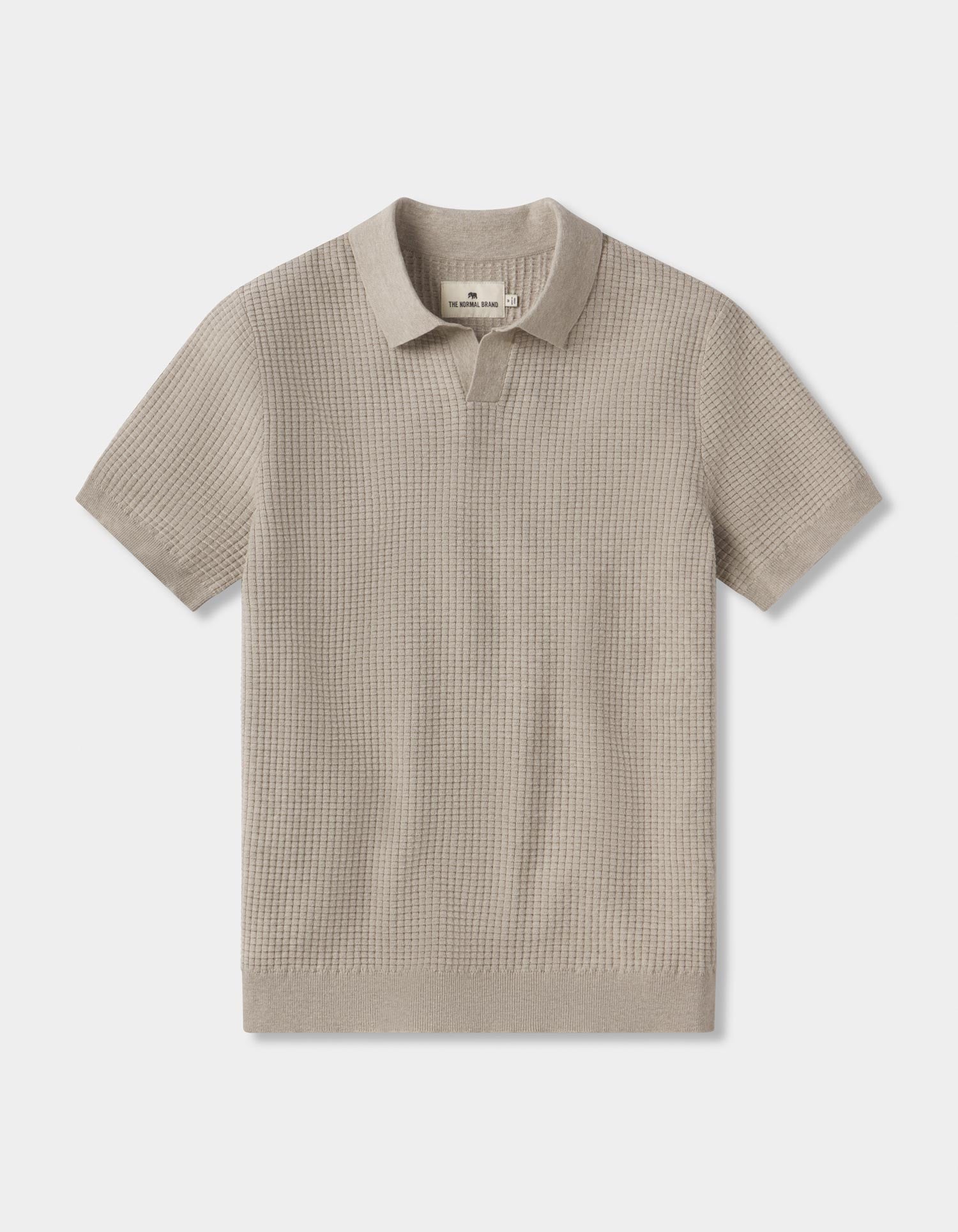 Men | Waffle Stitch Polo | Flax