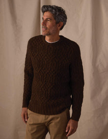 Men | Trellis Cable Pullover | Dark Brown