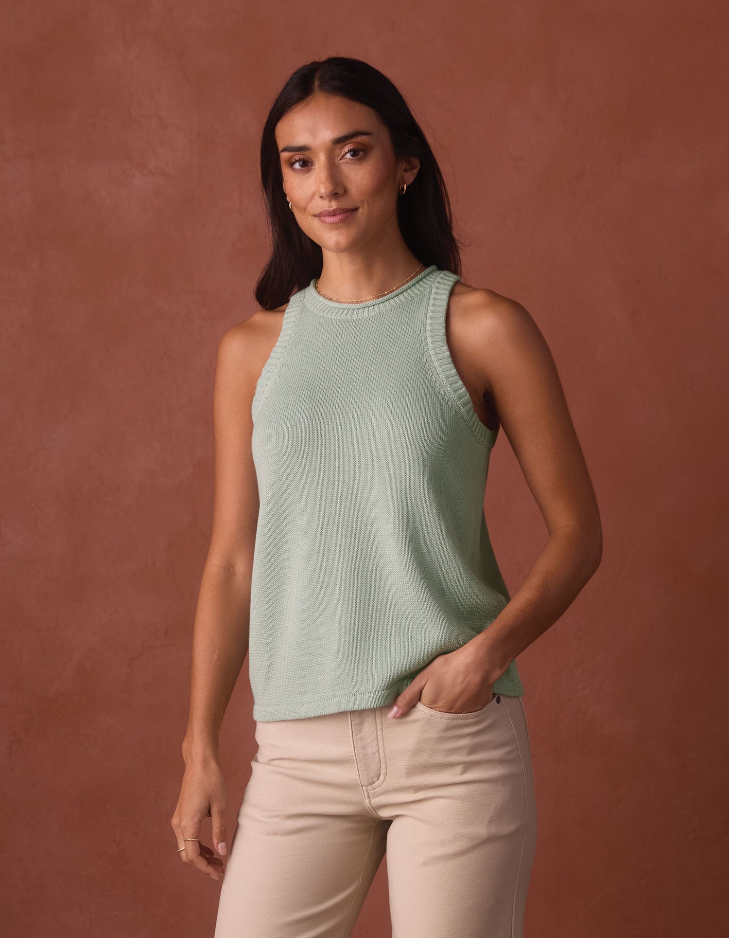 Women | Wanderlust Hi-Neck Tank | Sea Glass