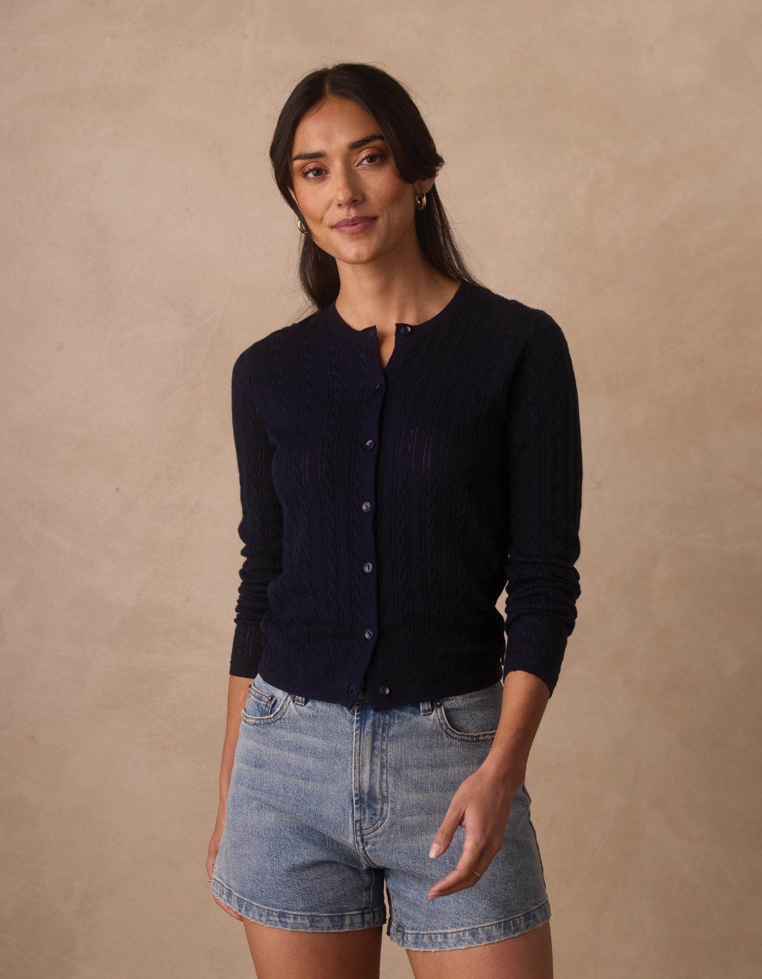 Women | Ravello Fine Gauge Cardigan | Navy