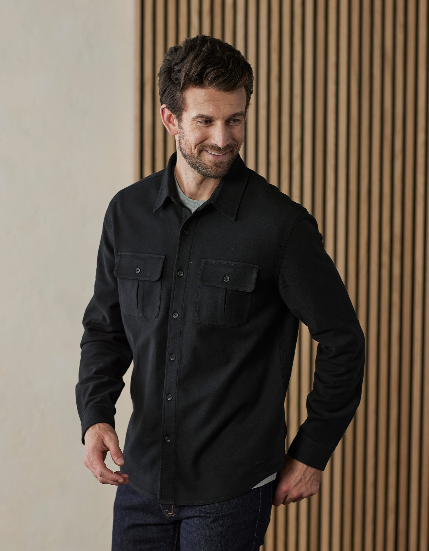 Men | Comfort Terry Shirt Jacket | Black