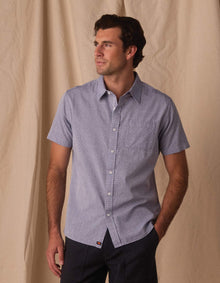 Men | Freshwater Short Sleeve Button Up Shirt | Blue Dobby