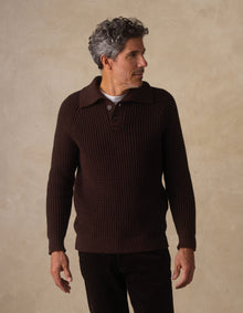 Men | Waffle Sweater Popover | Dark Brown