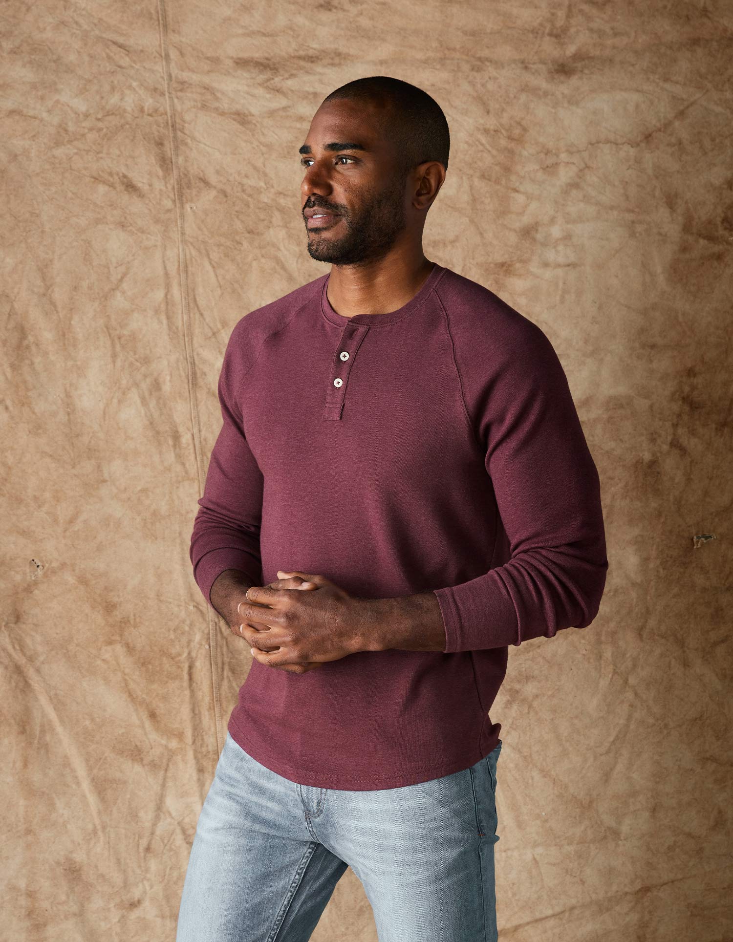 Men | Puremeso Everyday Henley | Wine