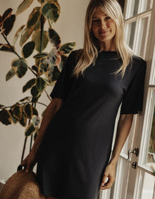 Women | Normal Jersey T-Shirt Dress | Washed Black