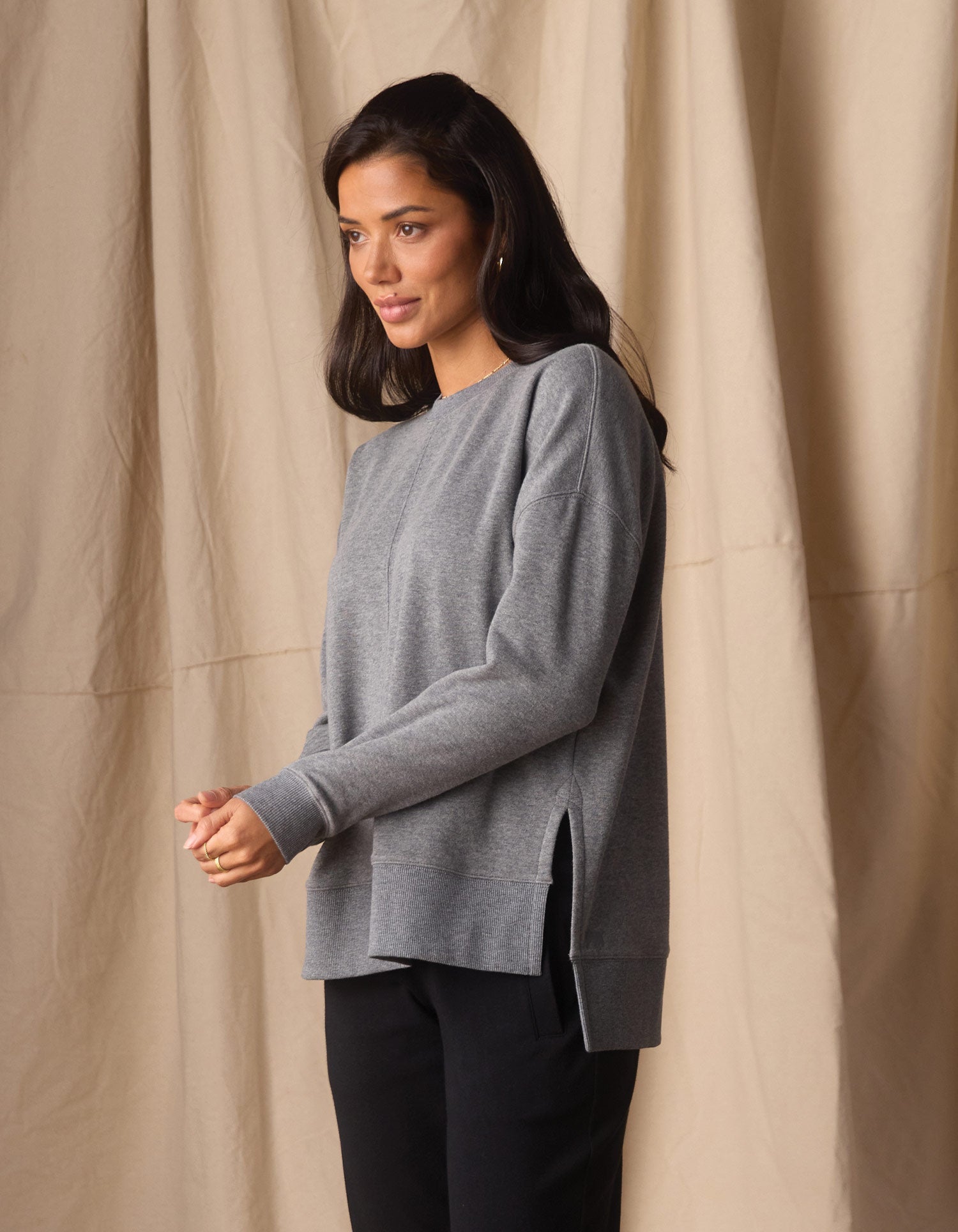 Women | Fleece Puremeso Splitside Pullover | Heather Grey