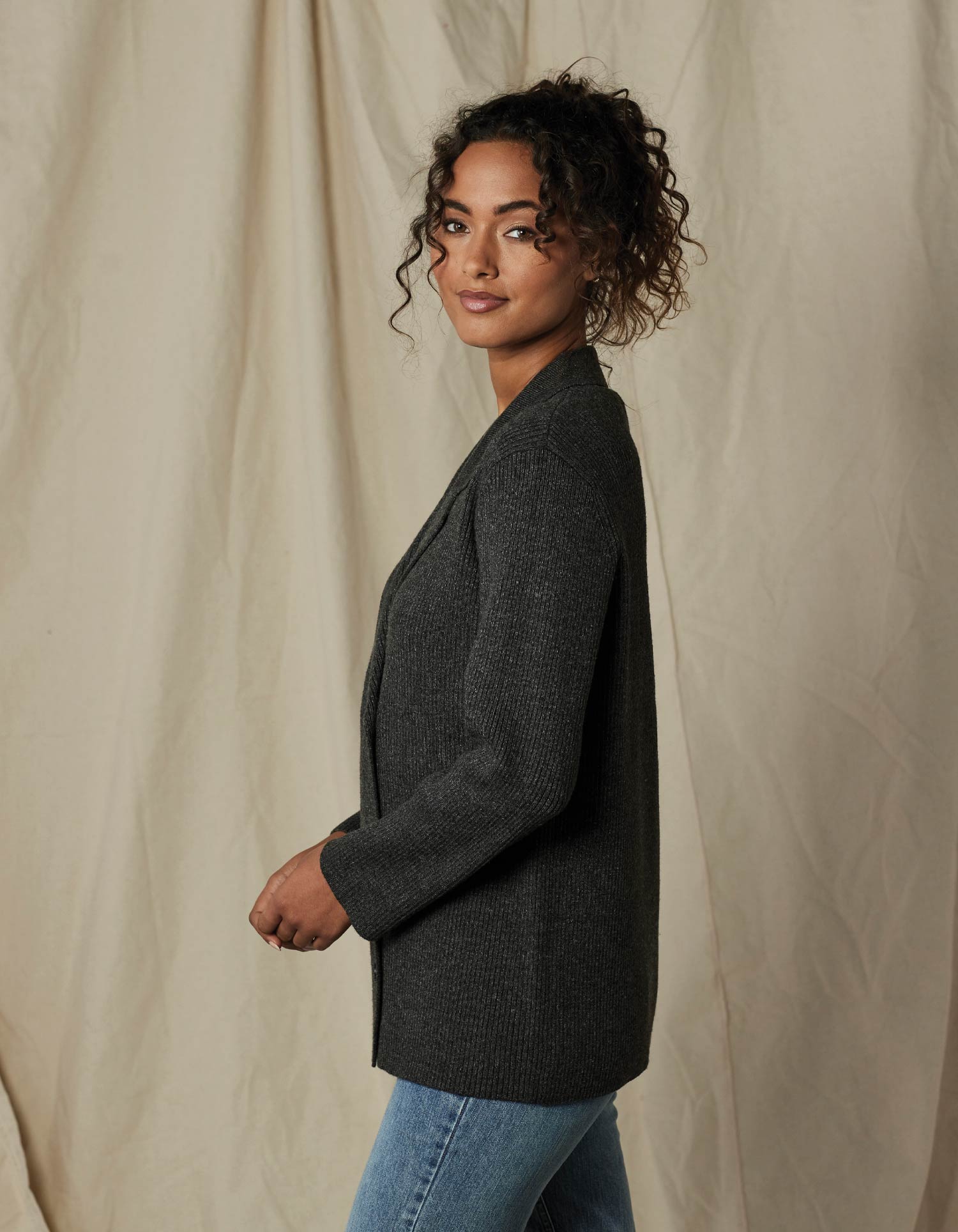 Women | Dillon Knit Blazer | Charcoal
