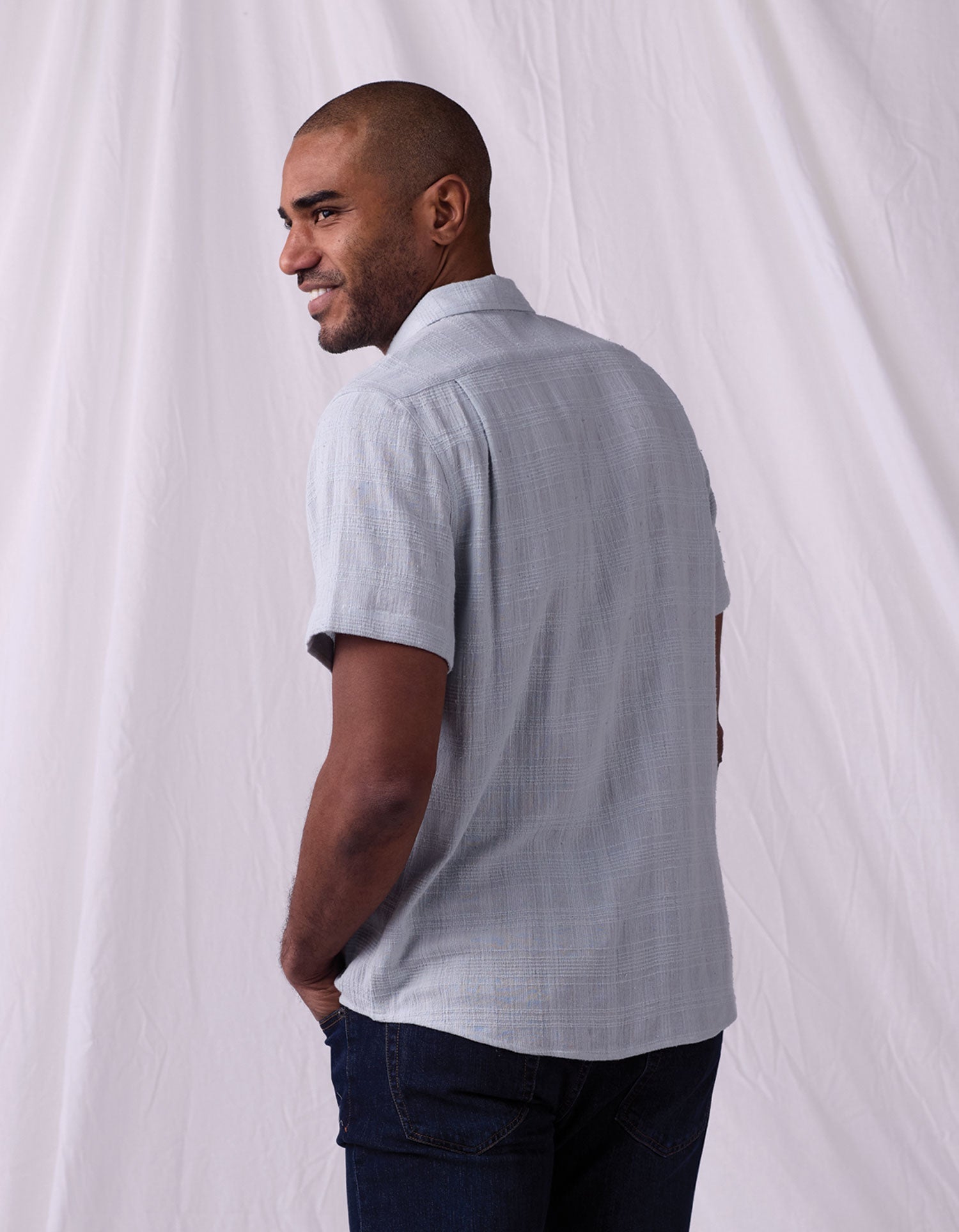 Men | Freshwater Short Sleeve Button Up Shirt | Misty Harbor Dobby