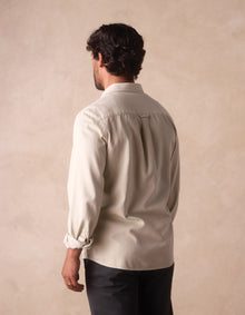 Men | Cotton Denim Long Sleeve Button Up | Silver Moss