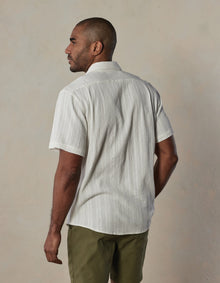 Men | Freshwater Short Sleeve Button Up Shirt | Ivory Crinkle Dobby