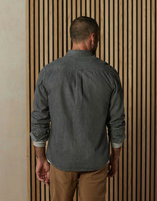 Men | Cotton Denim Long Sleeve Button Up | Grey Wash