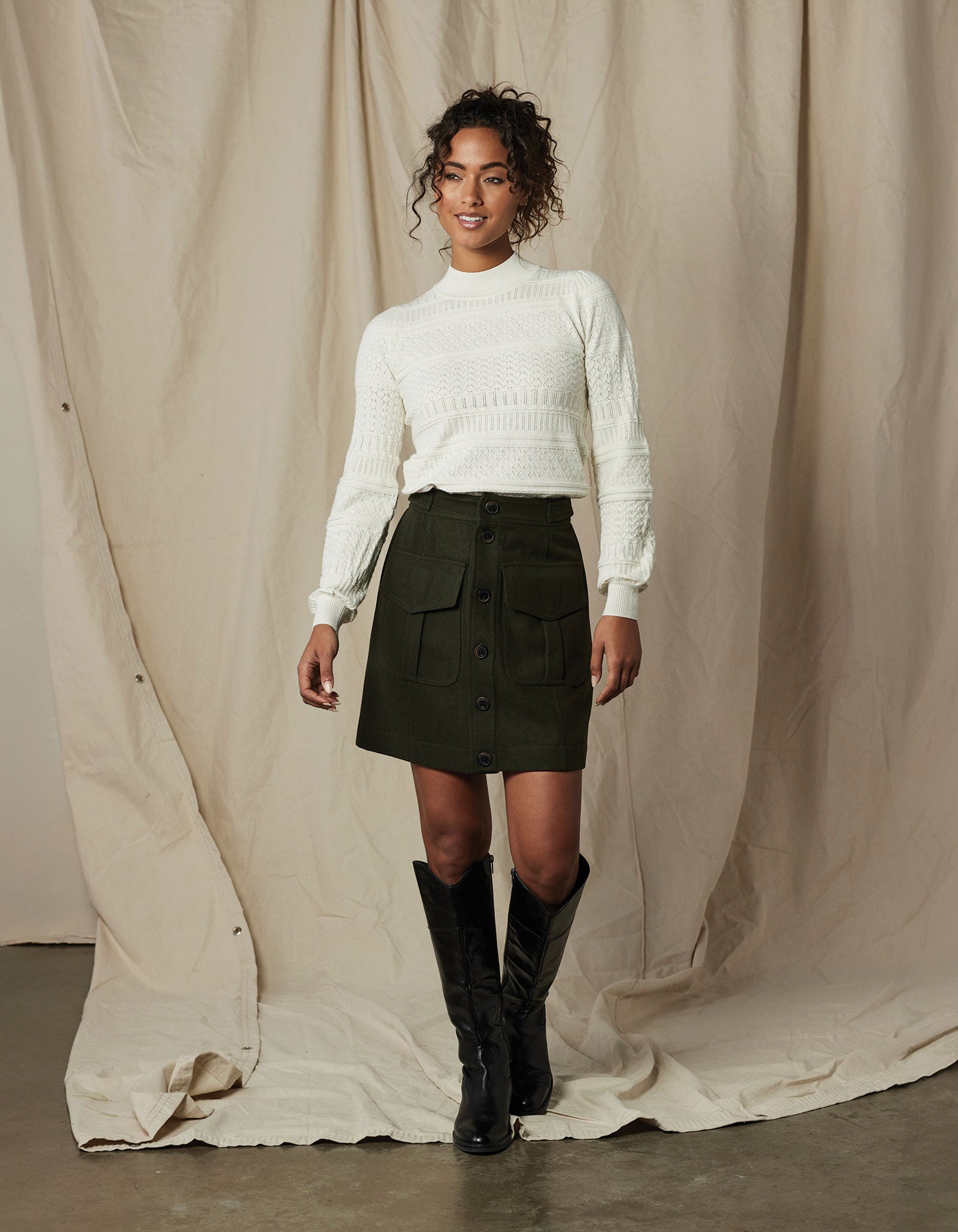 Women | Utility Mini Skirt | Green
