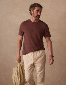 Men | Summer Linen-Blend Knit Tee | Espresso