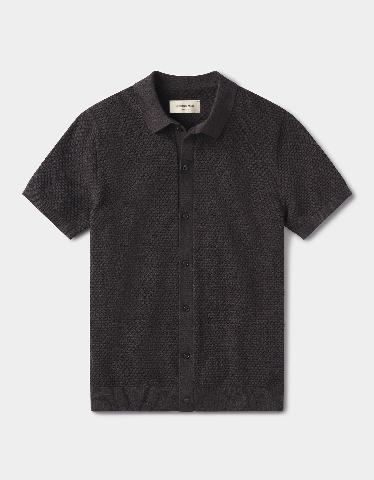 Men | Robles Knit Jacquard Button Up | Charcoal
