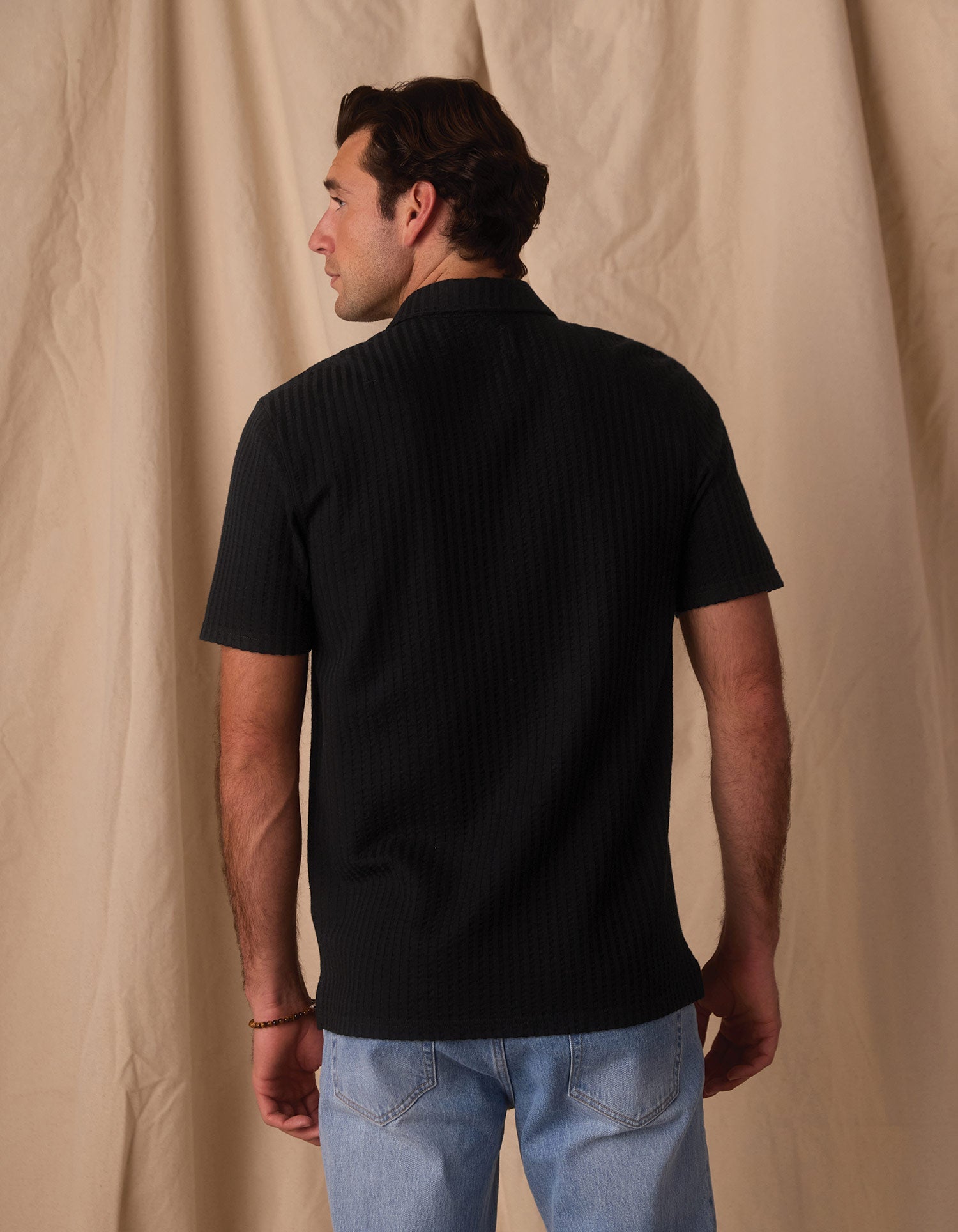 Men | Knit Getaway Button Up | Black