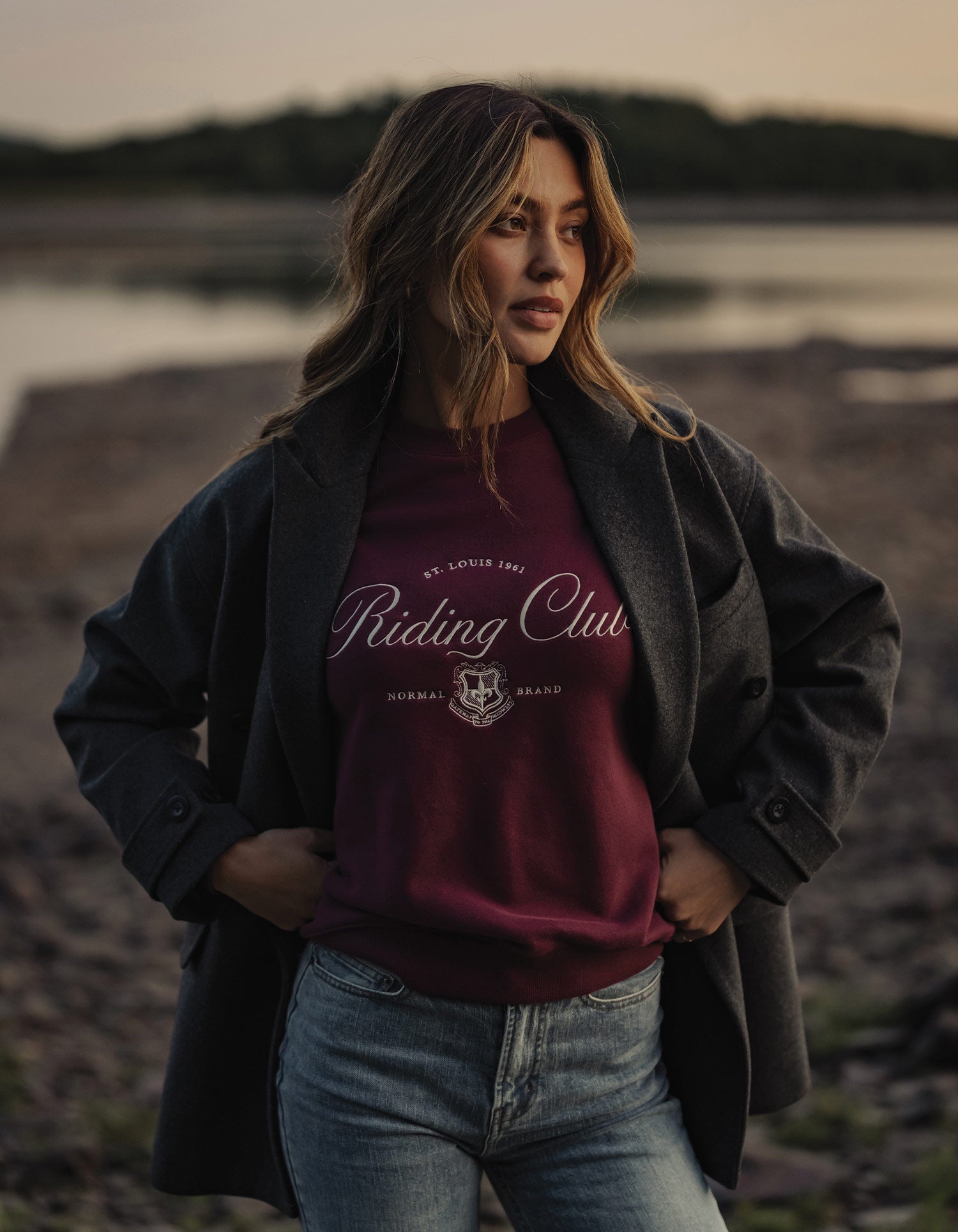 Women | Normal Fleece Graphic Crewneck | Port Wine