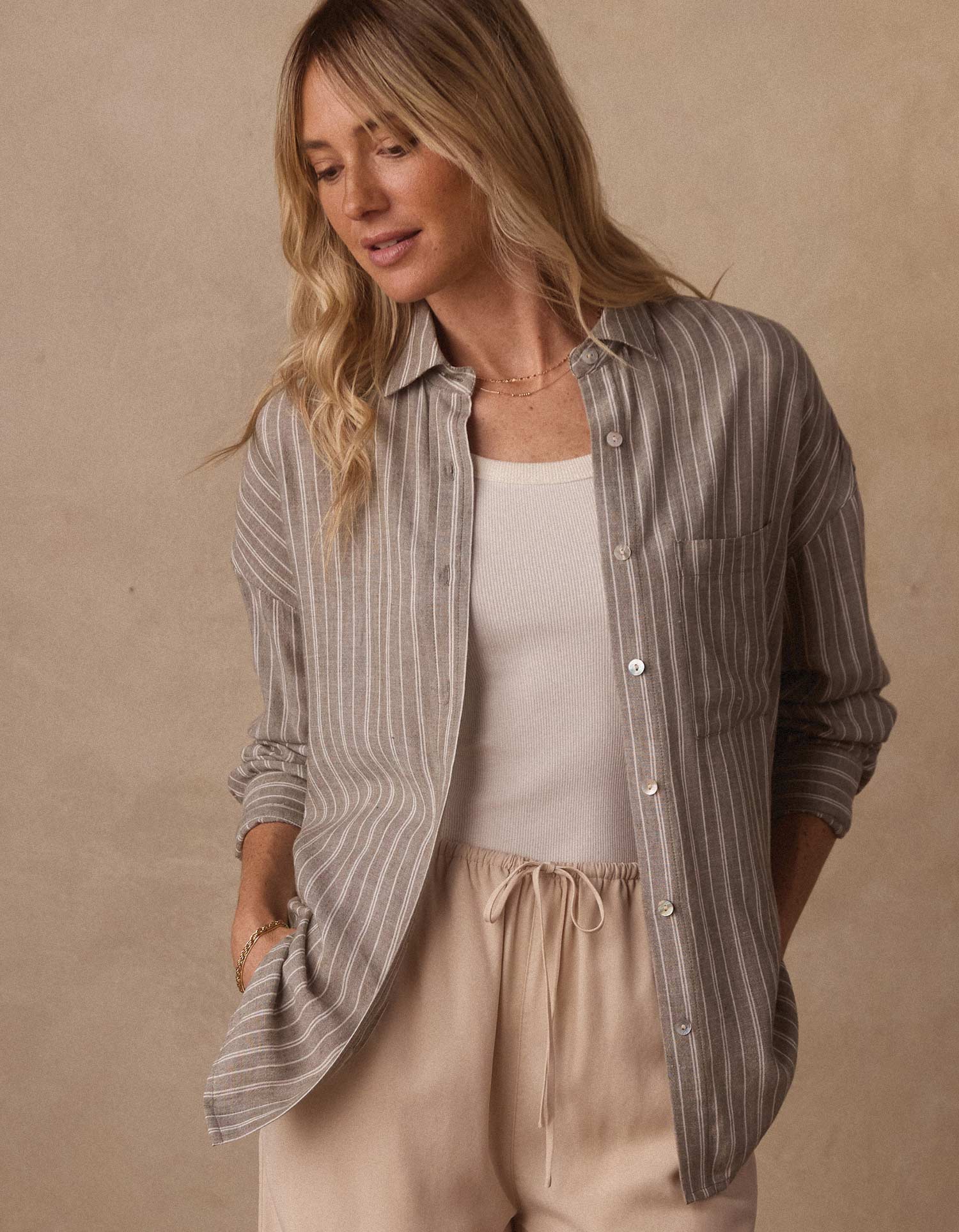 Women | Freshwater Overshirt | Moss Stripe