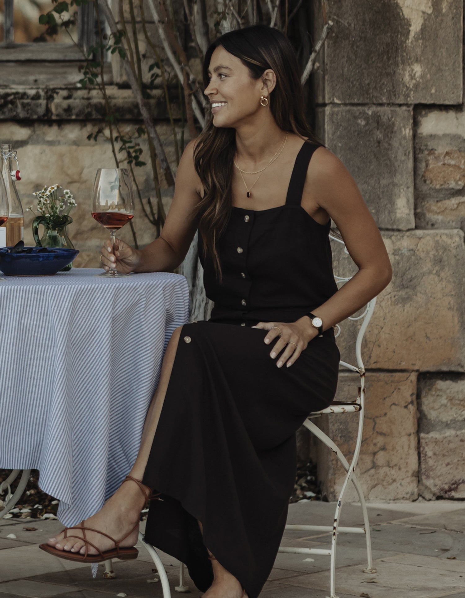 Women | Leukos Linen-Blend Button Front Skirt | Umber