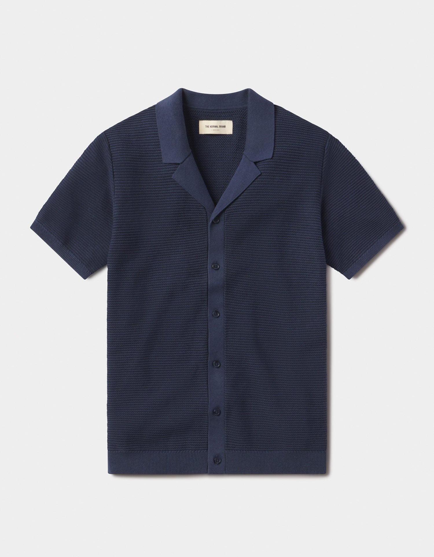 Men | Robles Birdseye Knit Camp Button Up | Denim/Dark Navy