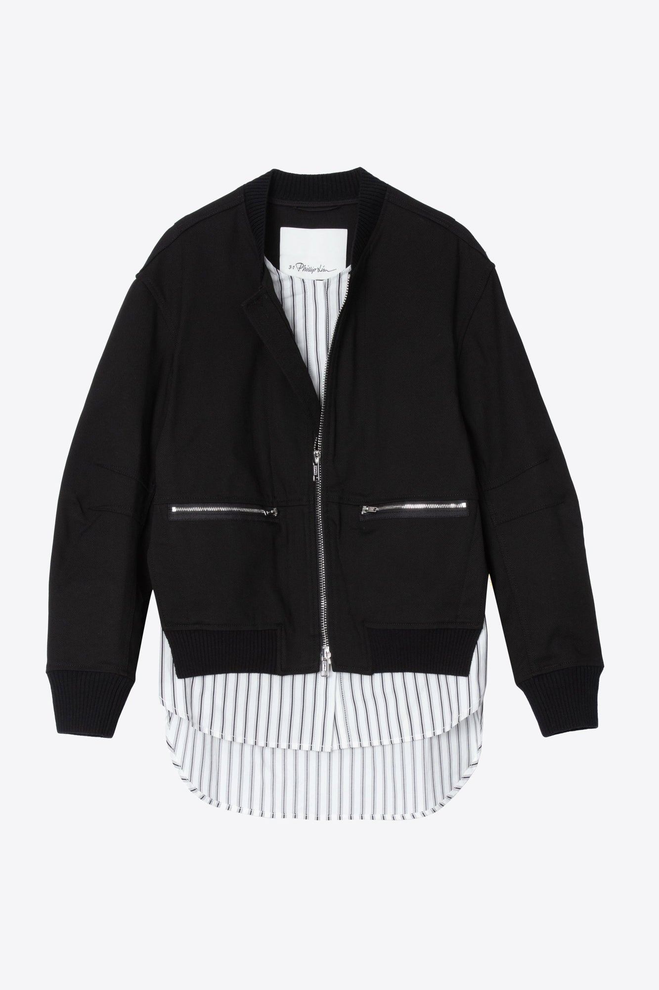 Bomber with Trompe Loeil Underlay | Black Multi