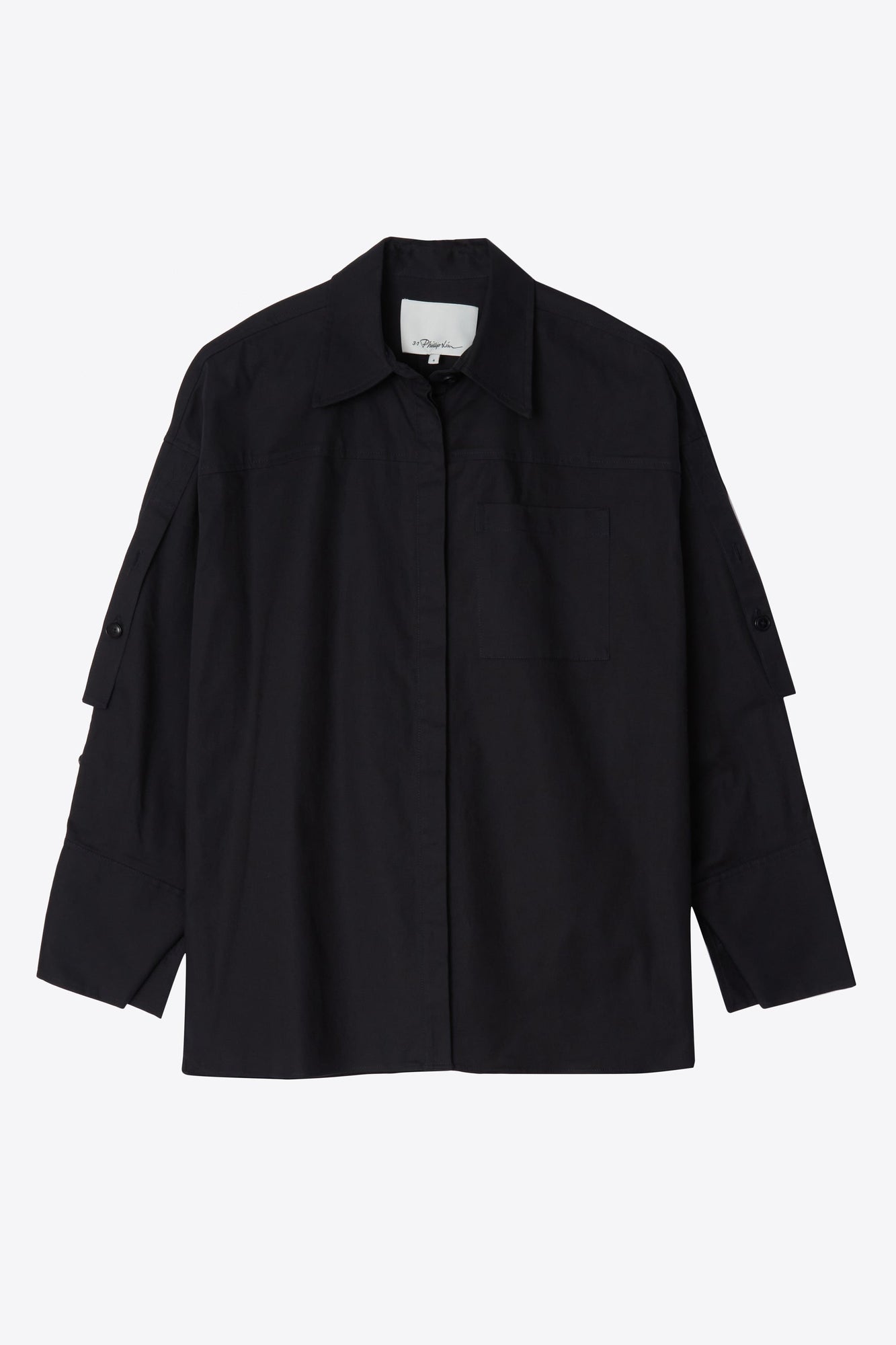 Drop Back Shirt with Convertible Sleeves | Midnight