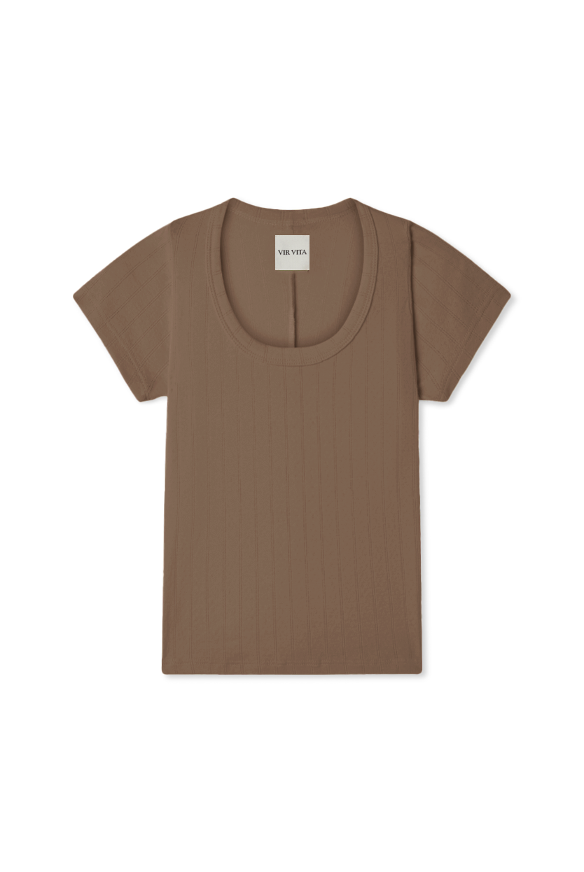 Pointelle Scoop Tee | Bark