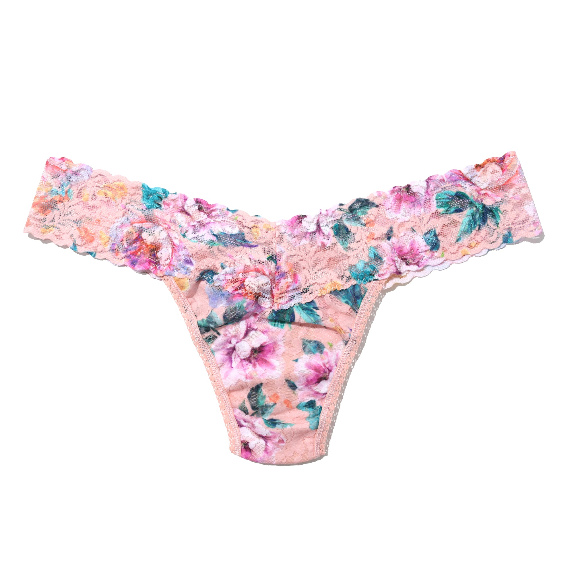 Signature Lace Low Rise Thong | Buy Myself Flowers (Peach)