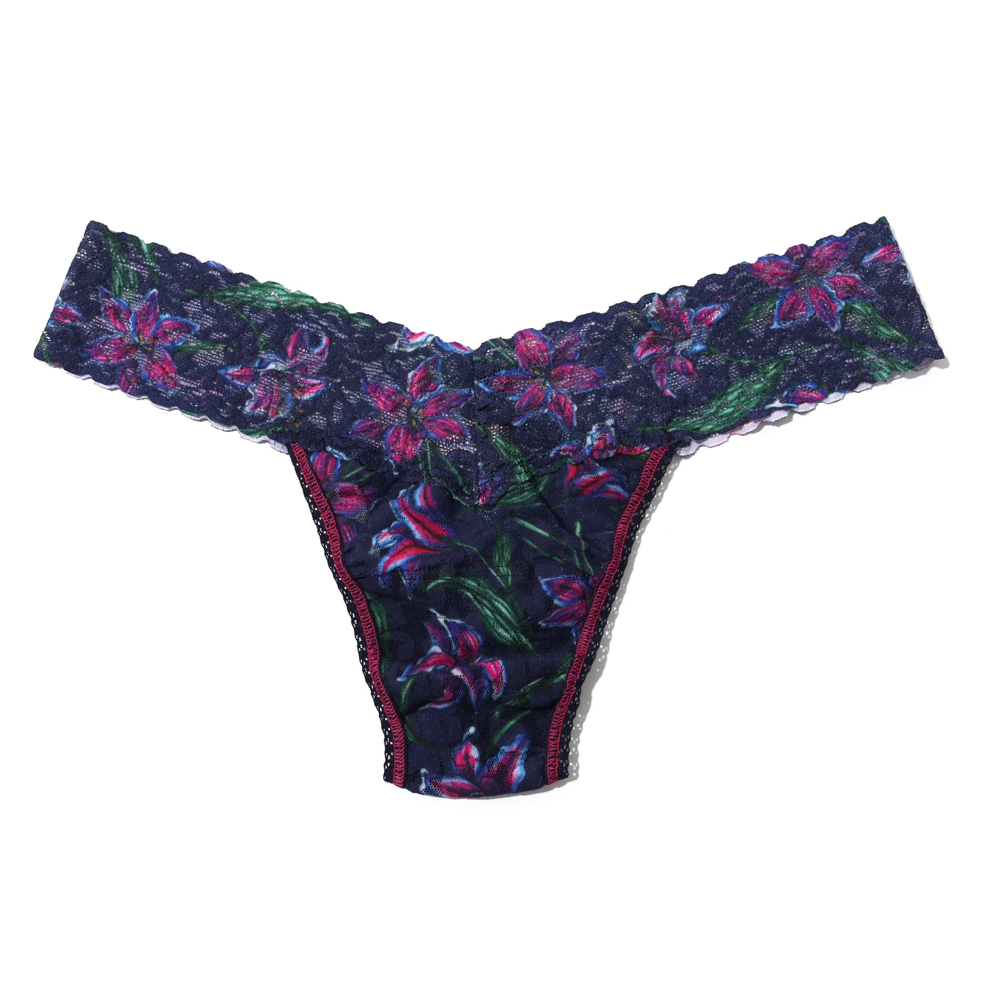 Signature Lace Low Rise Thong | Twilight Blooms