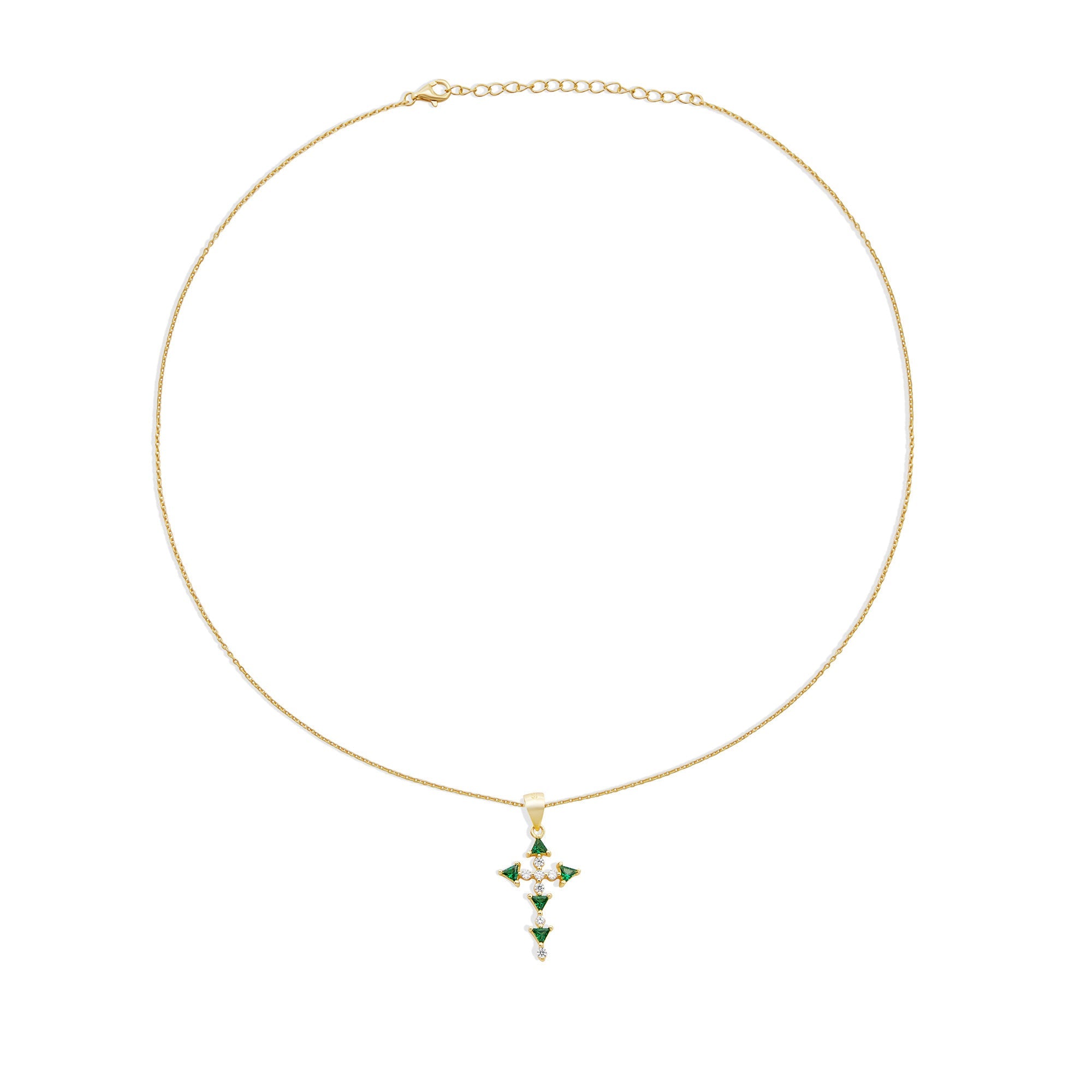 The Single Emerald Cross Necklace | 18KT Gold Vermeil