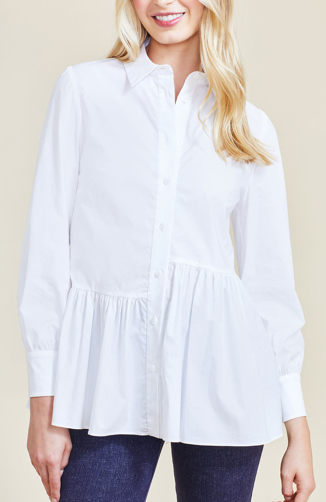 Cotton Poplin Asymmetrical Top | White