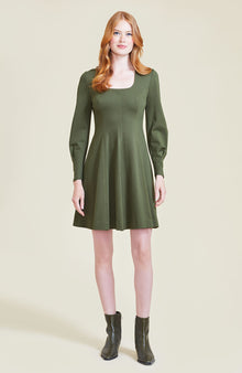 Ponte Square Neck Dress | Olive