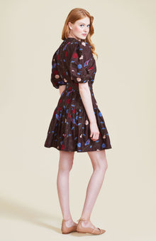 Embroidered Cotton Full Sleeve Dress | Chestnut Multi