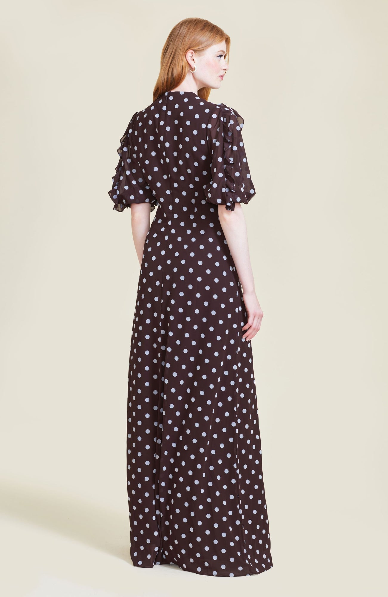 Dotted Velvet Maxi Dress | Chestnut Multi