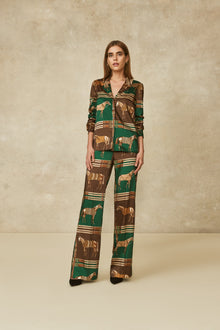 Equestrian Twill Wide Leg Pant | Forest Multi