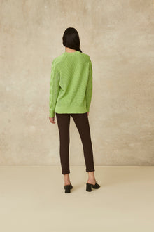 Cable V-Neck Sweater | Pistachio