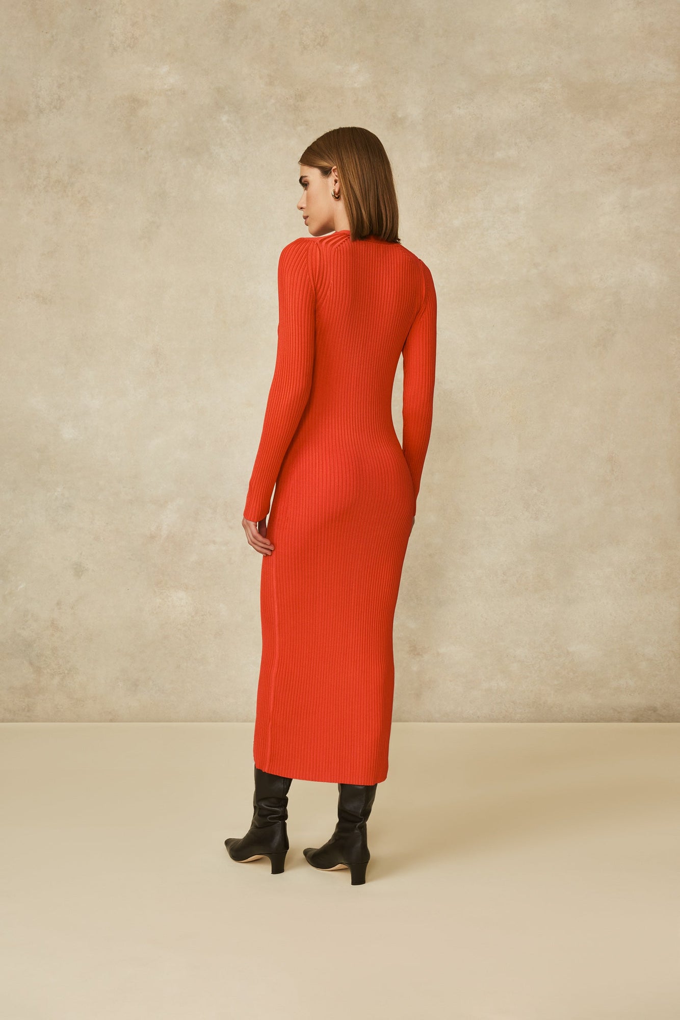 Button Front Ribbed Knit Dress | Vermillion