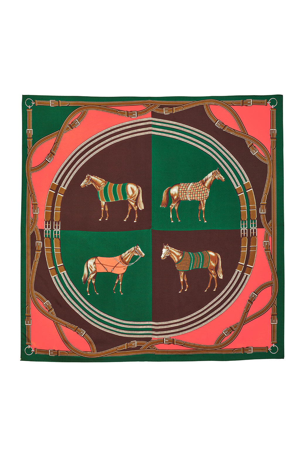 Equestrian Silk Scarf | Chocolate Multi