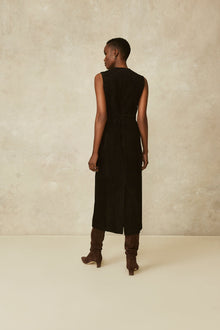 Suede Vest Dress | Black