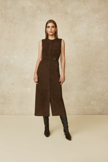 Suede Vest Dress | Chocolate