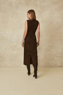 Suede Vest Dress | Chocolate