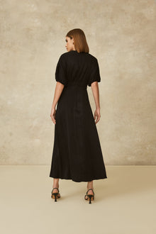 Equestrian Jacquard V-Neck Midi Dress | Black