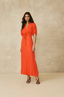 Equestrian Jacquard V-Neck Midi Dress | Vermillion