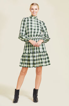 Plaid Poplin Shirt Dress | Olive Multi