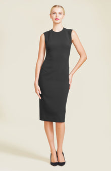 Stretch Crepe Sheath Dress | Black