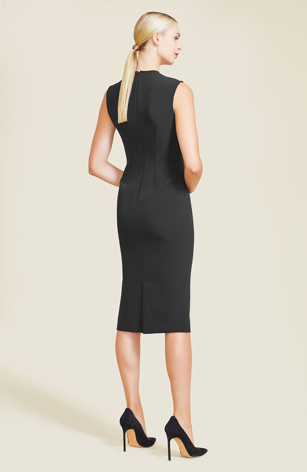 Stretch Crepe Sheath Dress | Black