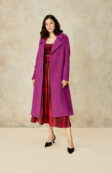 Mohair Wool Peacoat | Fuchsia